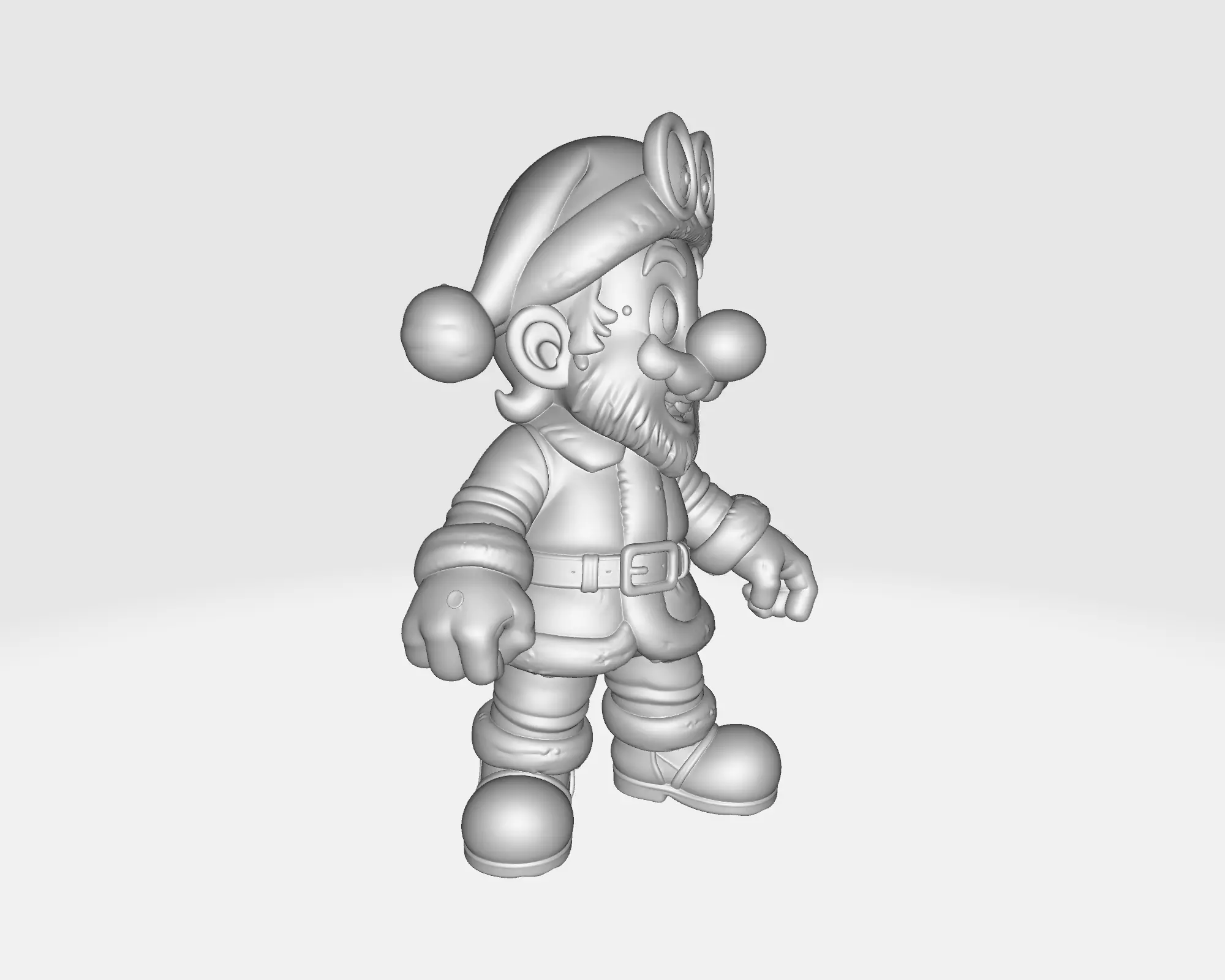 Santa Mario Figure Festive Holiday Mario Figurine Christmas 3D print model_1