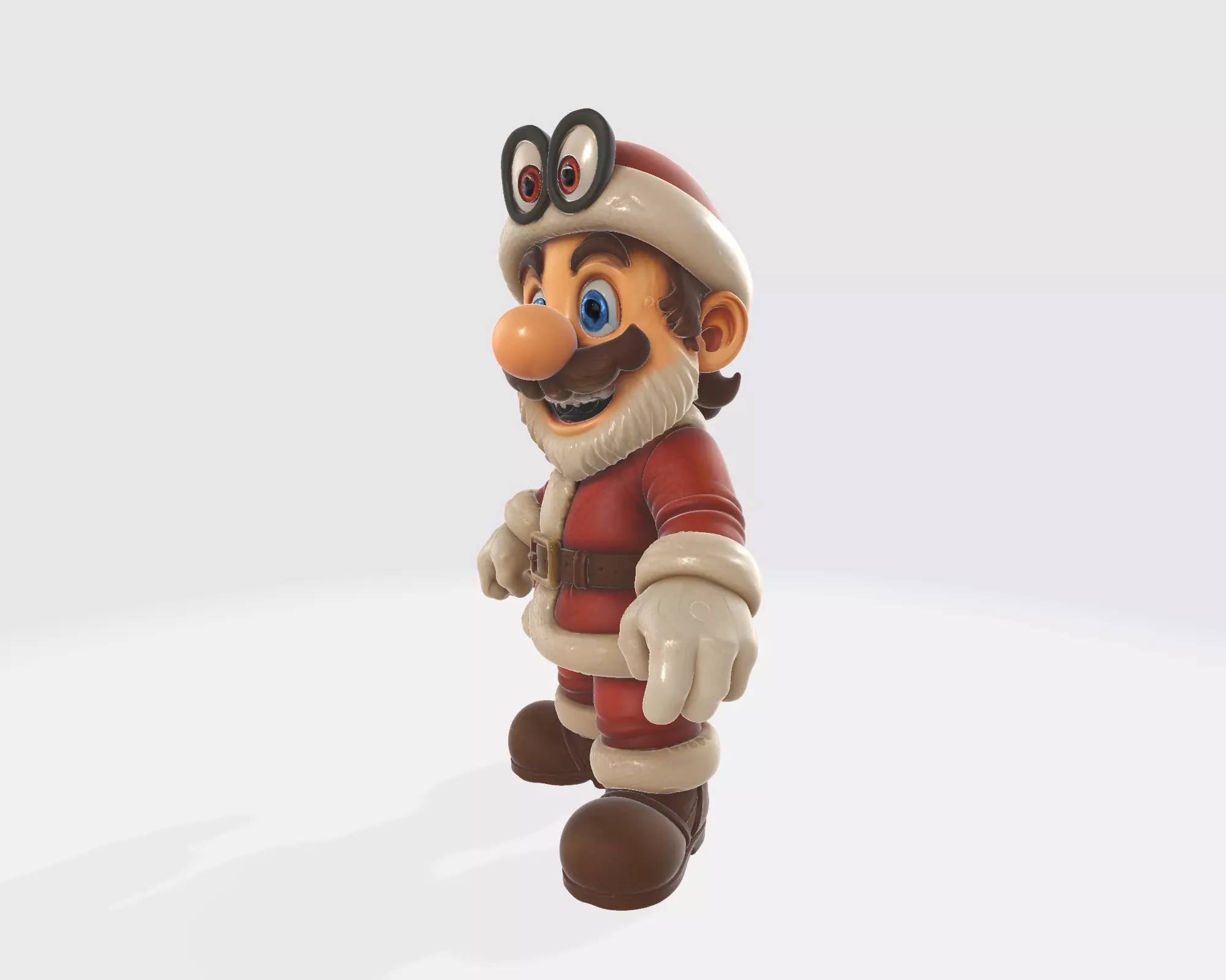 Santa Mario Figure Festive Holiday Mario Figurine Christmas 3D print model_3