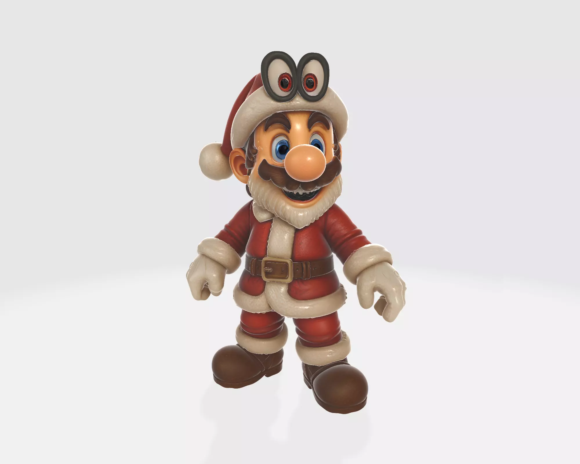 Santa Mario Figure Festive Holiday Mario Figurine Christmas 3D print model_2