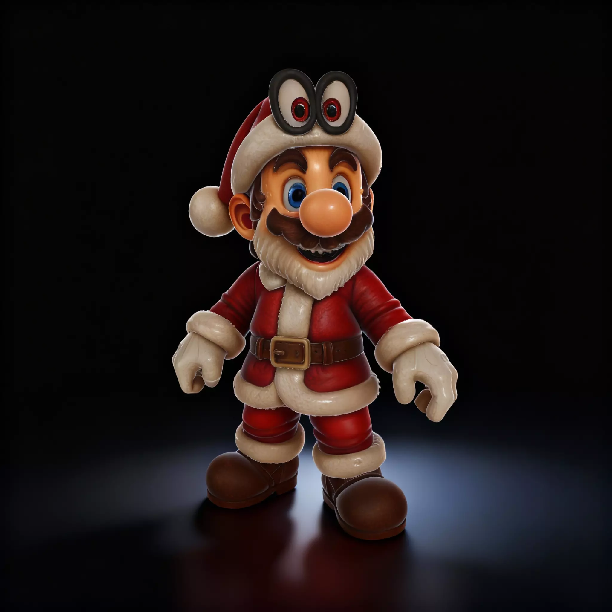 Santa Mario Figure Festive Holiday Mario Figurine Christmas 3D print model_0