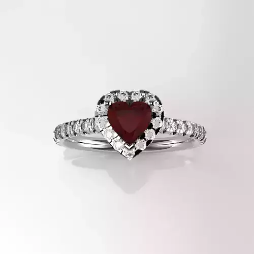 Heart Shape Halo Ring -  50 points  5-3mm - 1-5mm round Fishtail