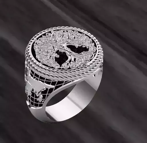 Pusula Gumus Erkek Yuzugu 3D baski modeli