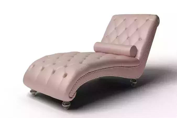 Velvet Tufted Armless Elegant Pink Chaise Lounge 3D model