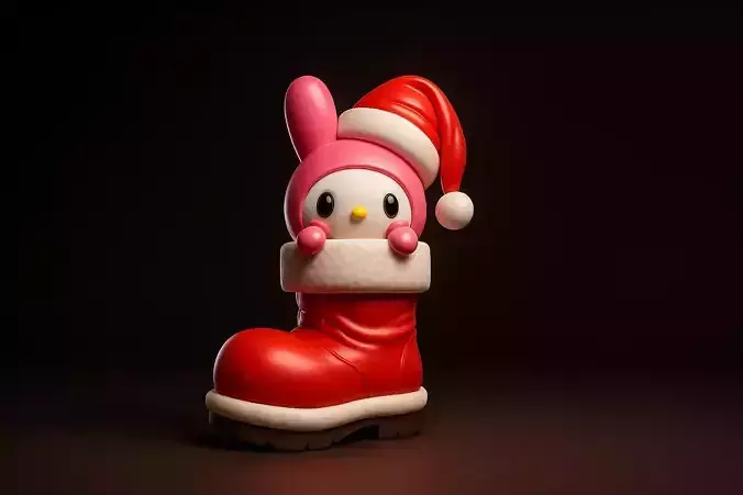 Hello Kitty Christmas Boot Figurine Kawaii Bunny Ornament 3D print model