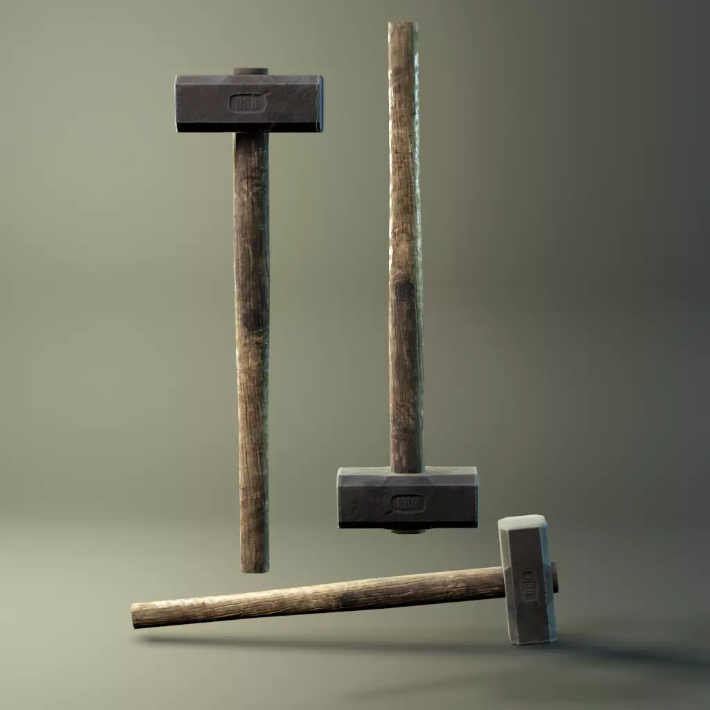 Low Poly Hammer Low-poly 3D model_1
