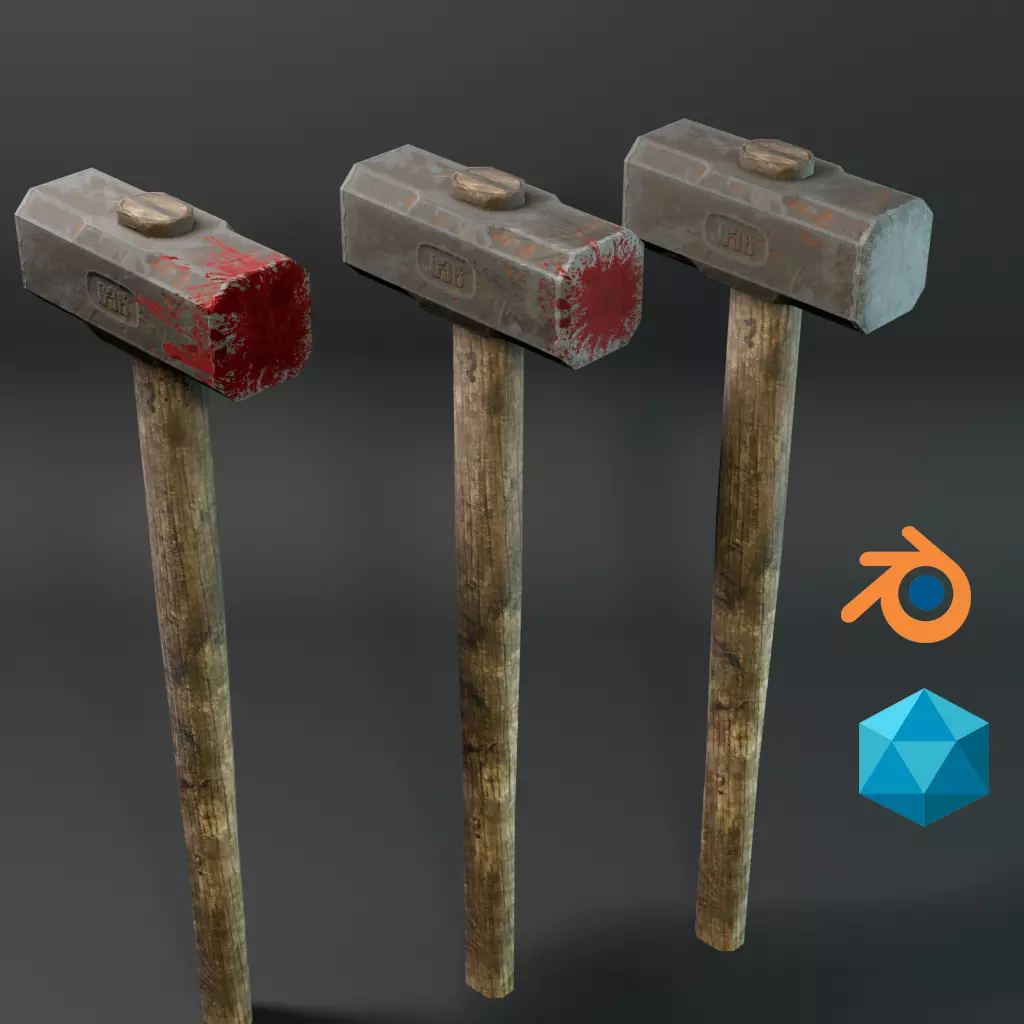 Low Poly Hammer Low-poly 3D model_0