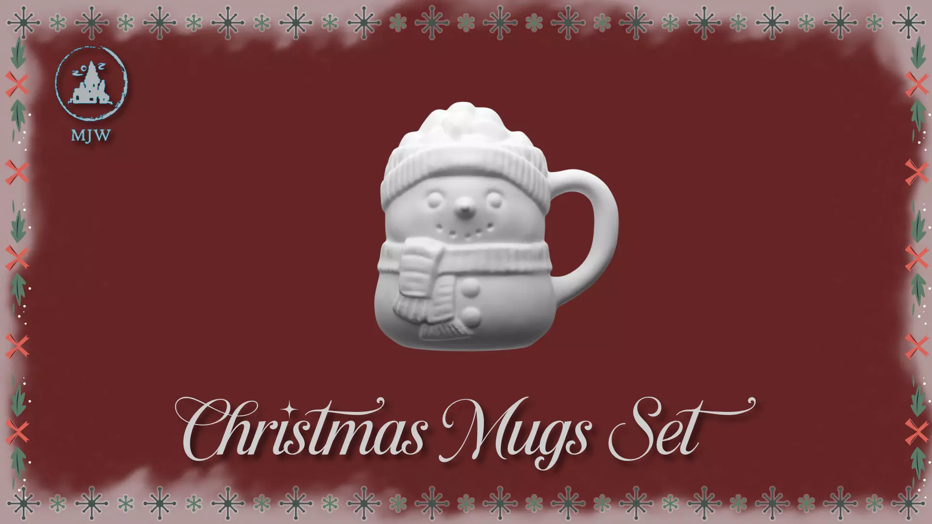 Christmas Mugs Set Santa Snowman Reindeer and Elf 3D print model_10