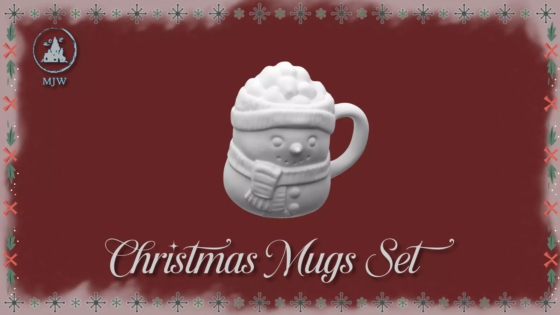 Christmas Mugs Set Santa Snowman Reindeer and Elf 3D print model_8