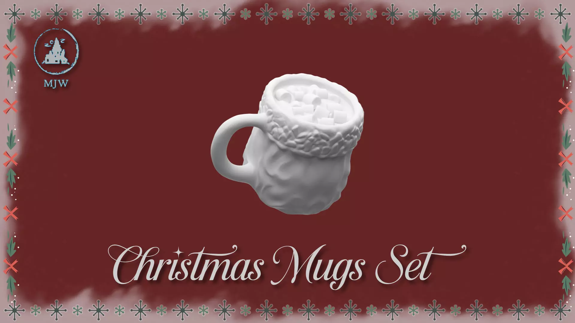 Christmas Mugs Set Santa Snowman Reindeer and Elf 3D print model_7