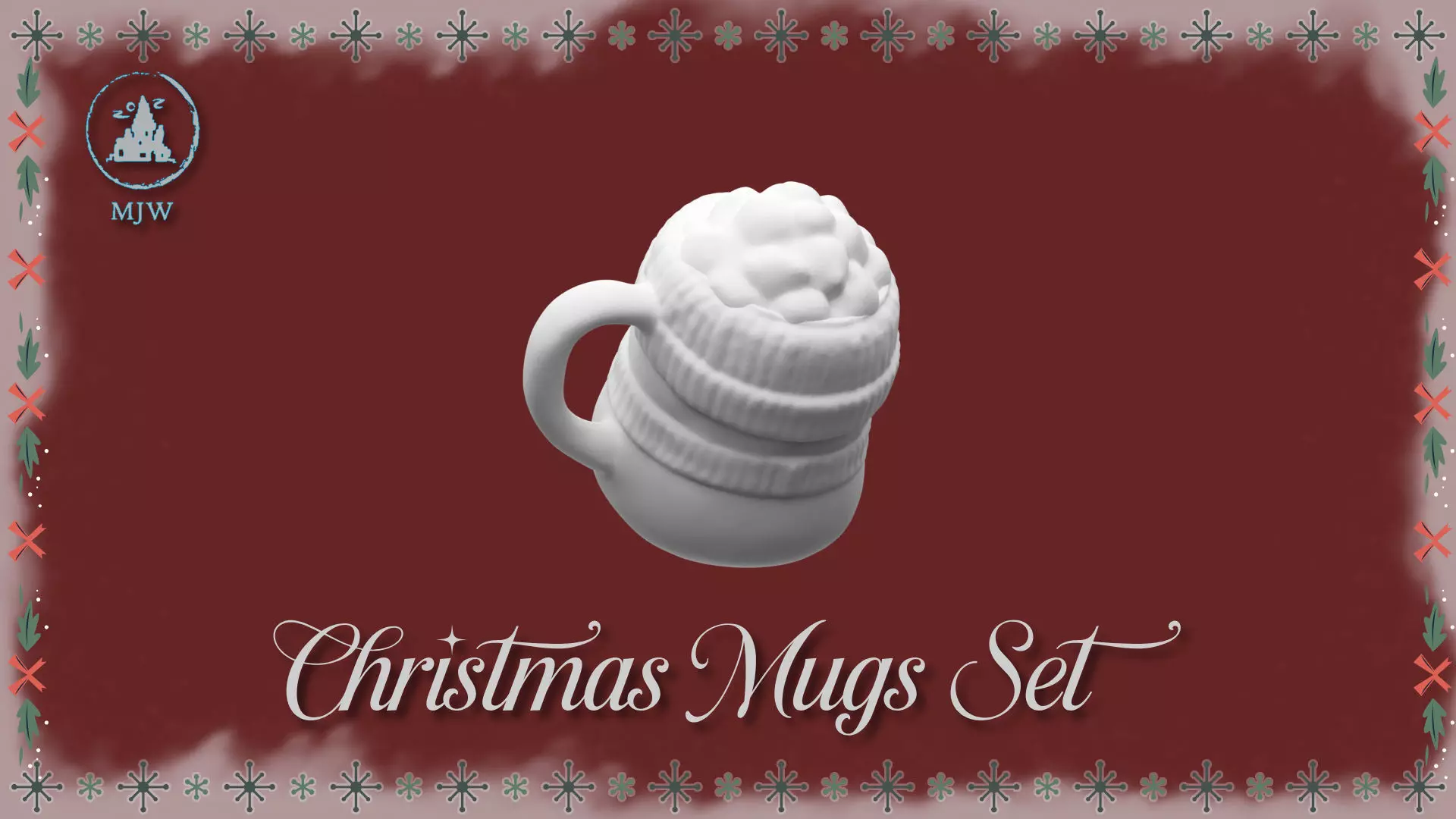 Christmas Mugs Set Santa Snowman Reindeer and Elf 3D print model_12