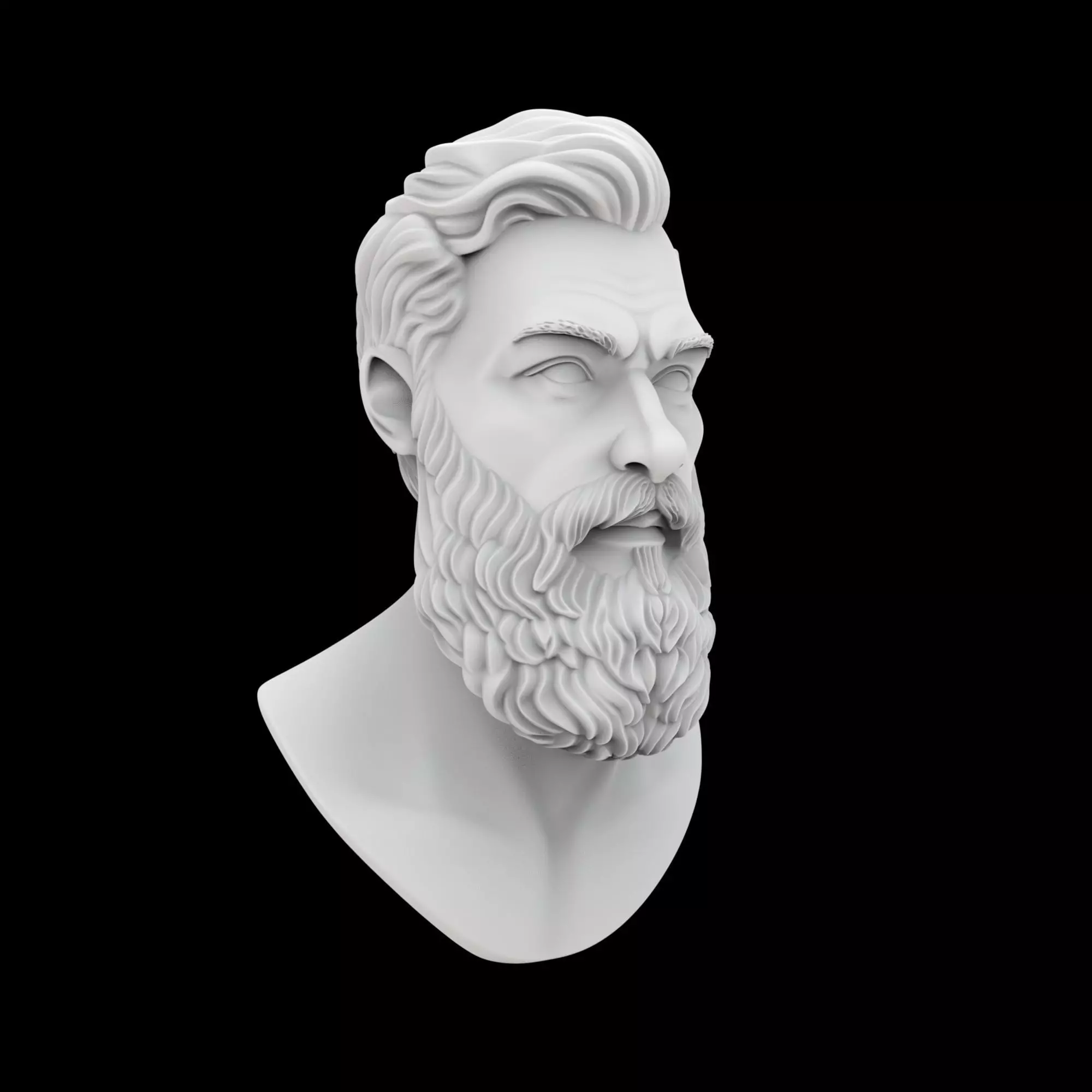 Bearded Man Bust 3D Print Model 3D print model_0