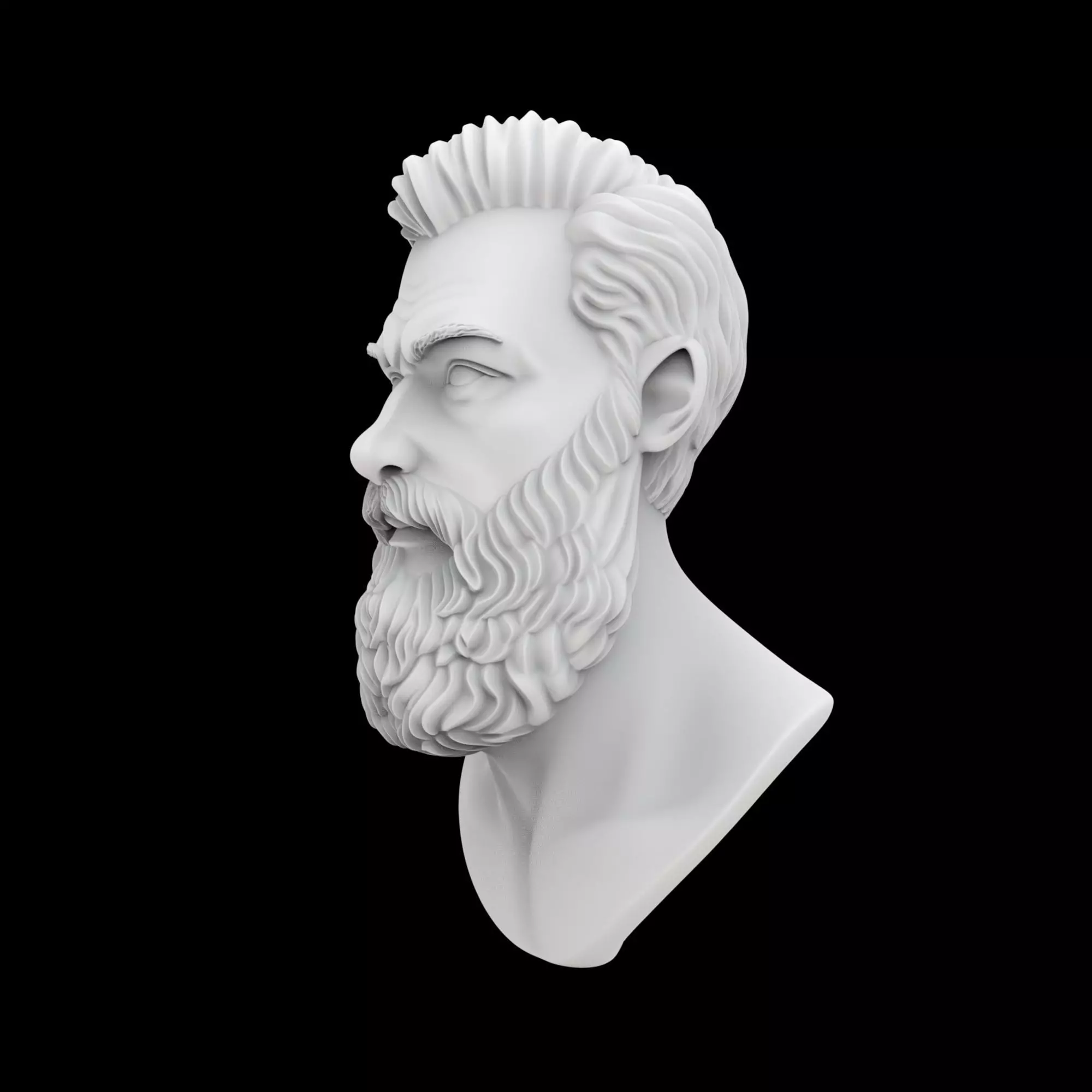 Bearded Man Bust 3D Print Model 3D print model_1