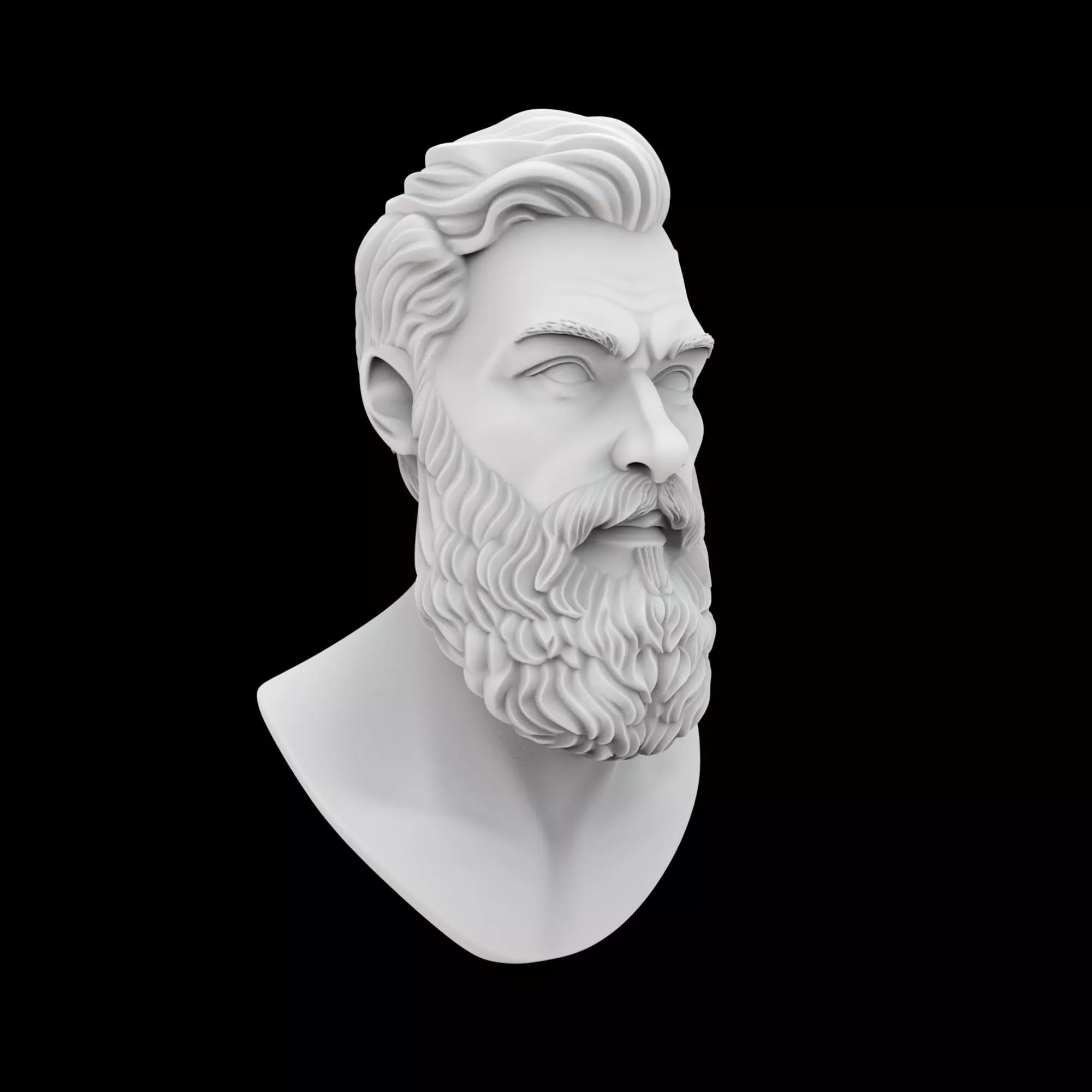 Bearded Man Bust 3D Print Model 3D print model_5