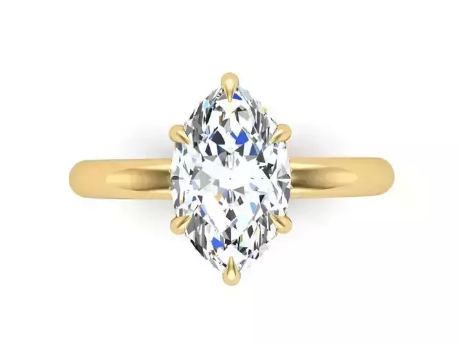 Six Prong Marquise Solitaire Engagement Ring 3DM