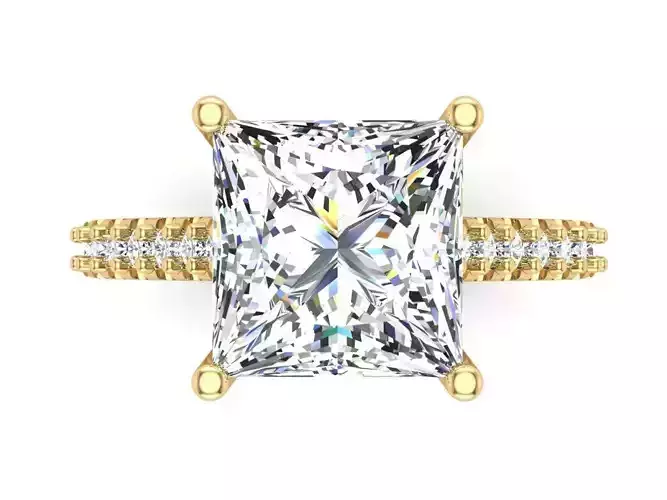 Princess Cut AND Round Solitaire Engagement Ring Bridal 3DM
