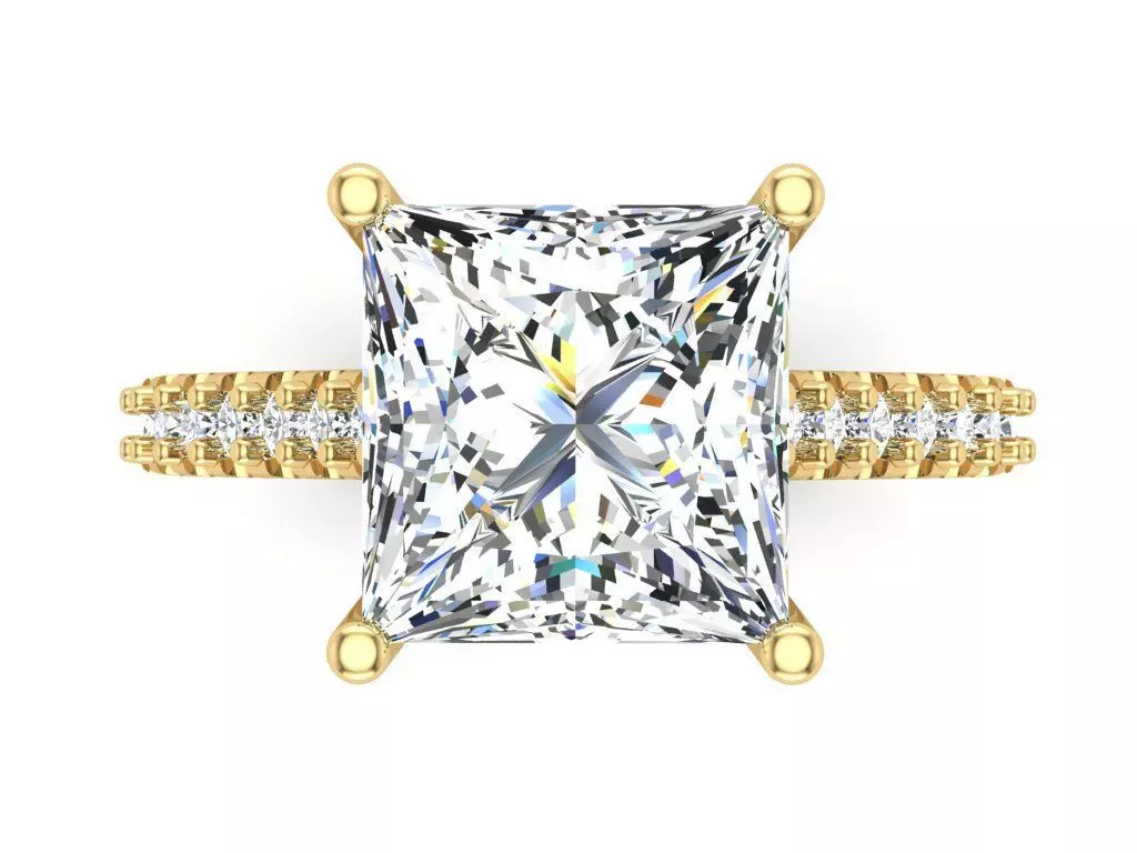 Princess Cut AND Round Solitaire Engagement Ring Bridal 3DM 3D print model