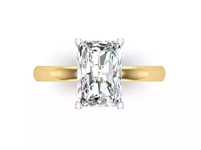 Radiant Cut Diamond Engagement Ring With Hidden Halo 3dm