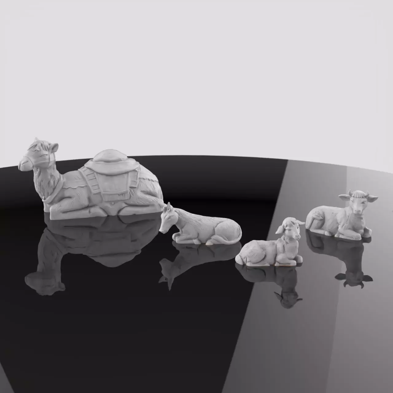 Christmas Manger Birth Pack Camel Ox Sheep Mule Animals 3D print model_6