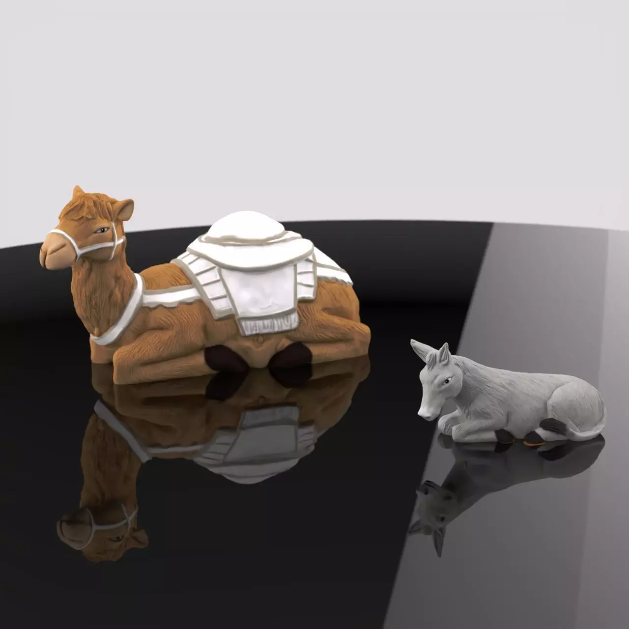 Christmas Manger Birth Pack Camel Ox Sheep Mule Animals 3D print model_2