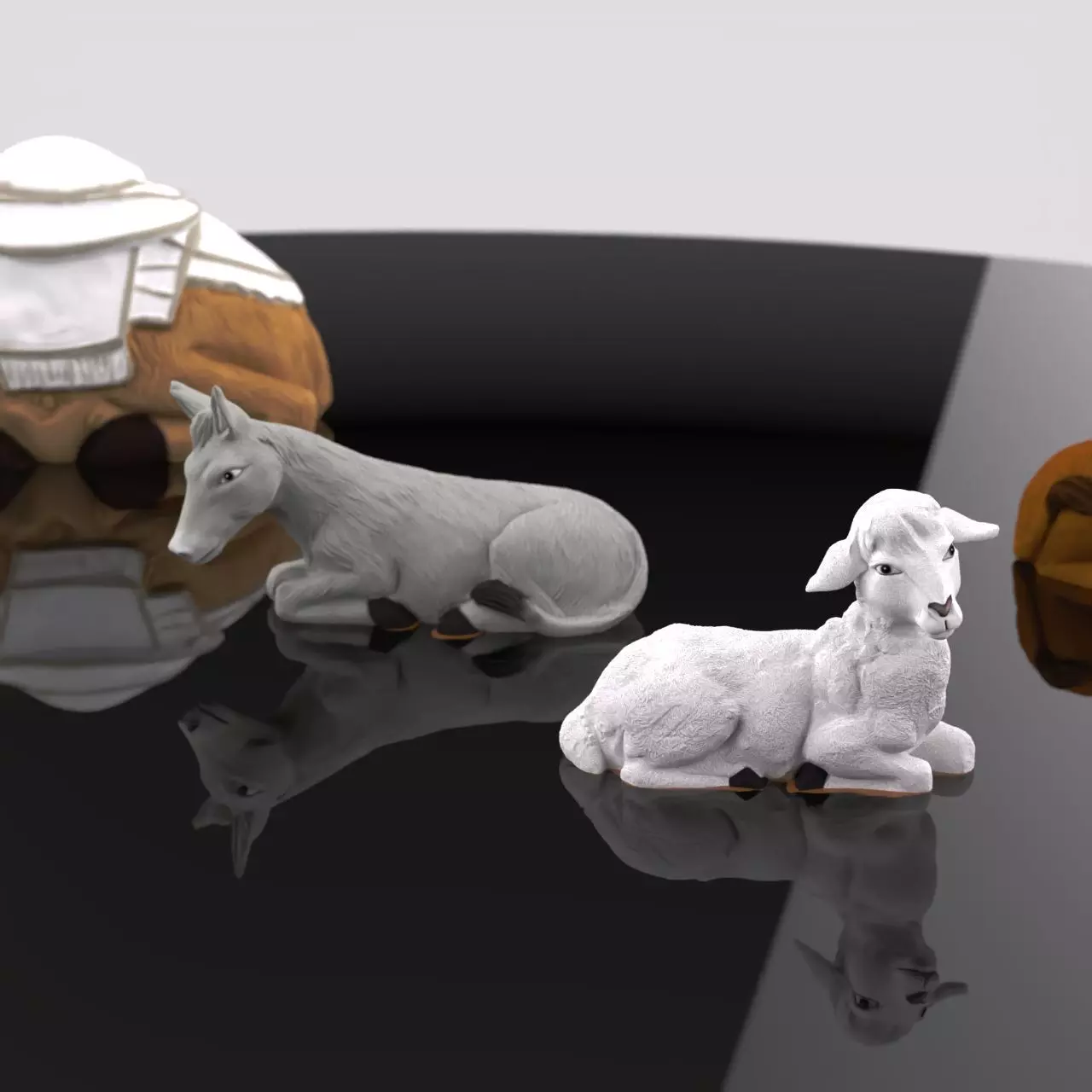 Christmas Manger Birth Pack Camel Ox Sheep Mule Animals 3D print model_3