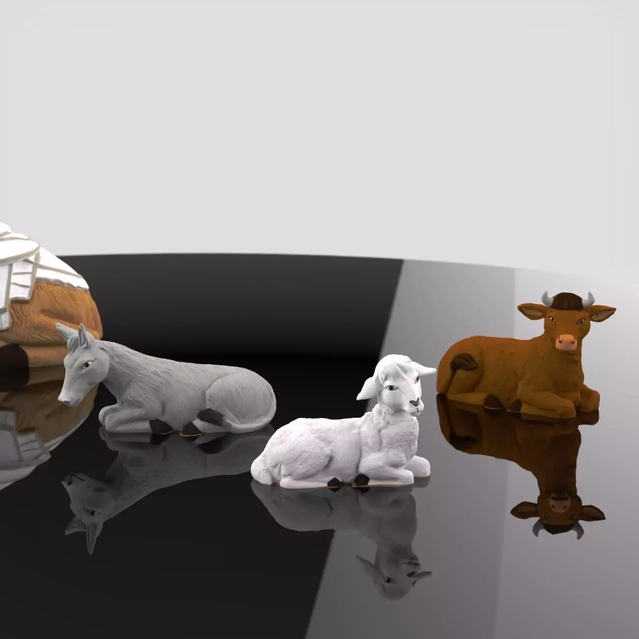 Christmas Manger Birth Pack Camel Ox Sheep Mule Animals 3D print model_1