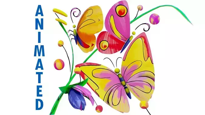 Butterfly Monarch Insect Scenery - Iris Flower Meadow Scene