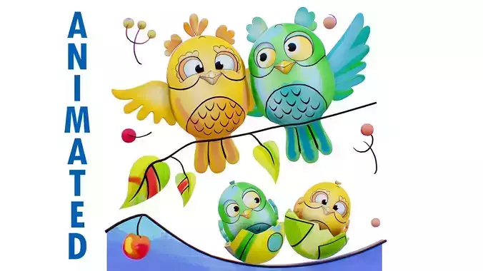 Owl Family Scenery - Owls Famillar Bird Animal - Chick Baby