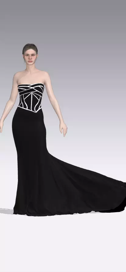 French knot beautiful dress Low-poly 3D model