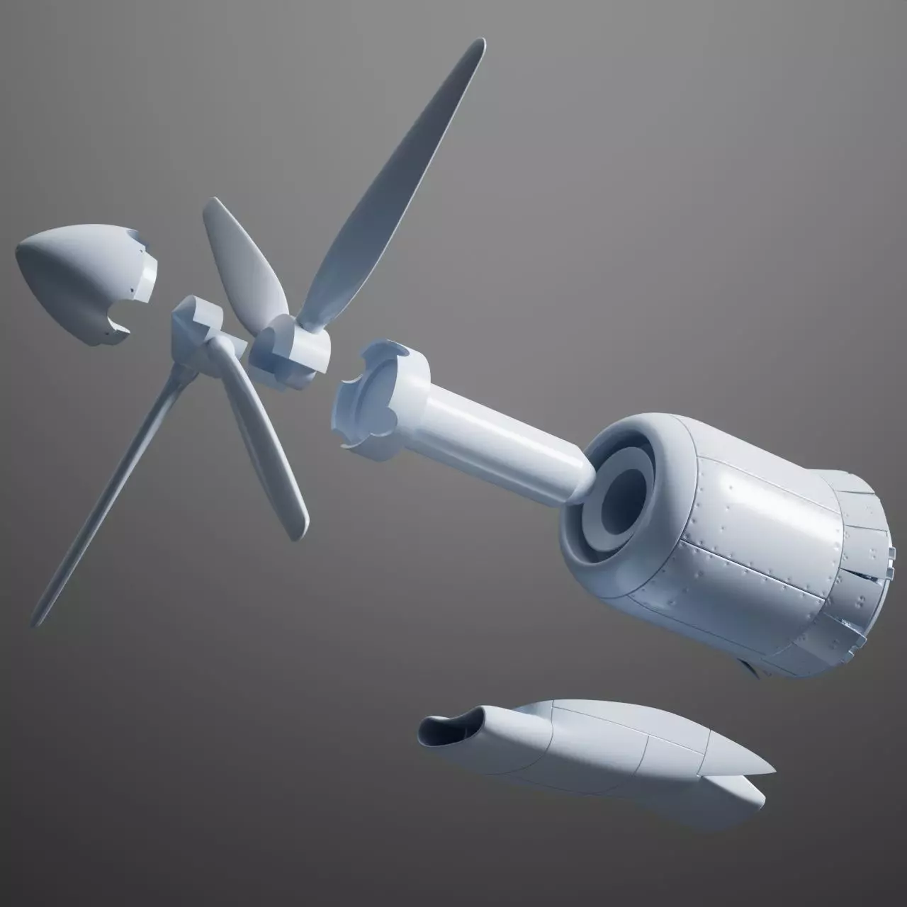 Spruce Goose upgrade engine pod for Minicraft 200 scale 3D print model_1