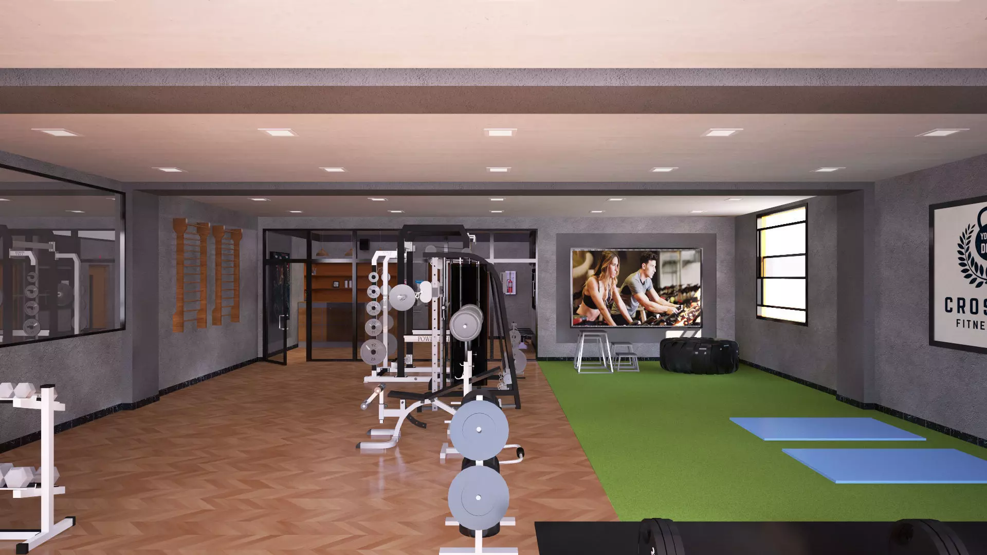 Gym Interior Low-poly 3D model_2
