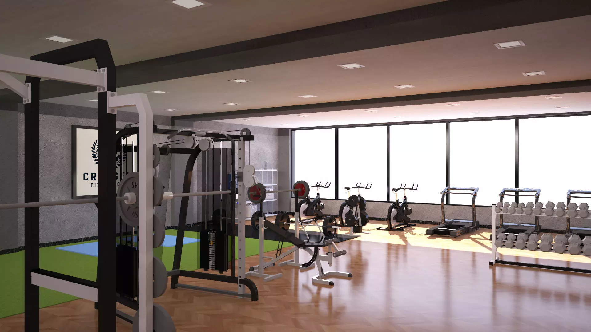 Gym Interior Low-poly 3D model_7