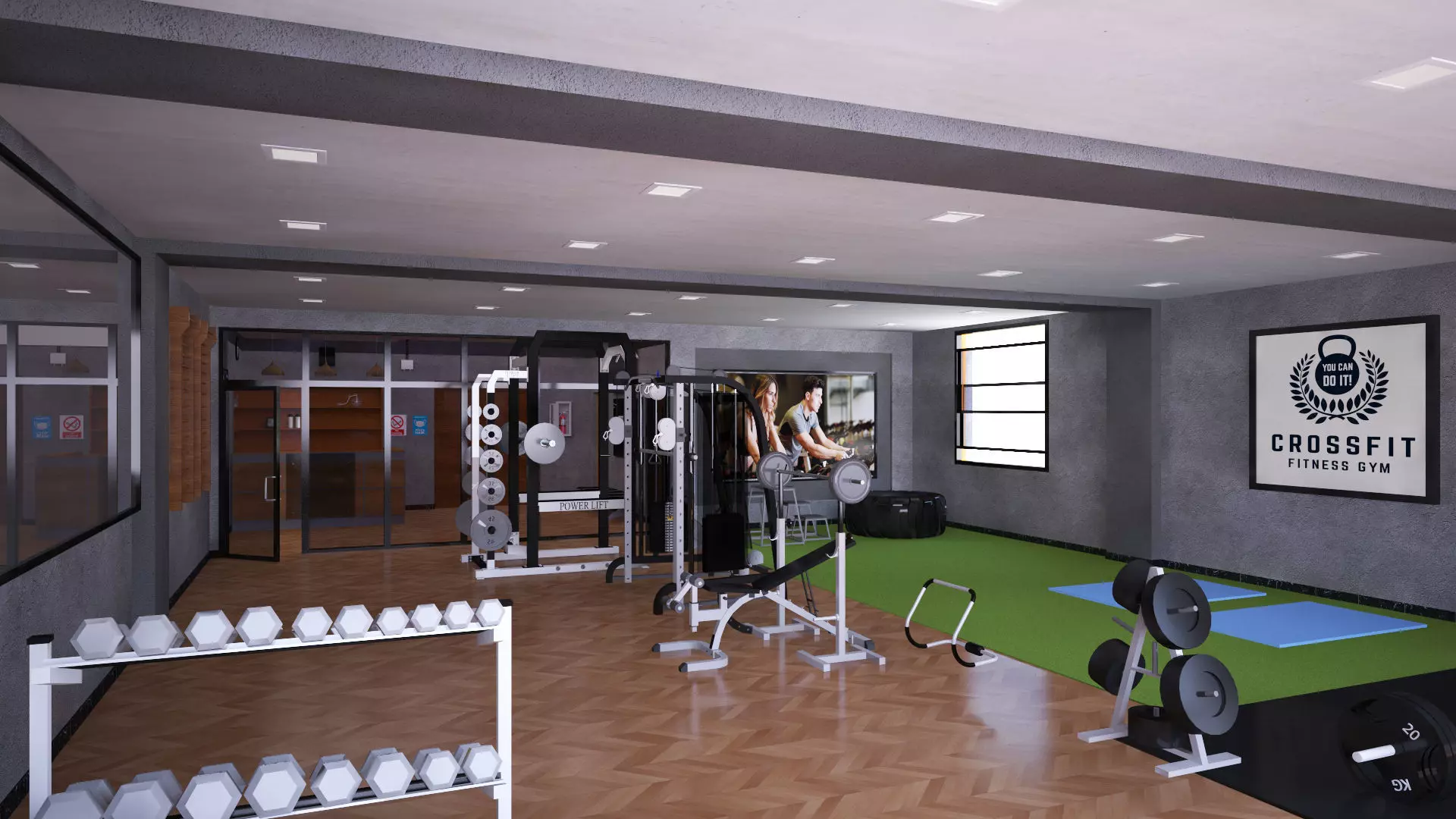 Gym Interior Low-poly 3D model_3