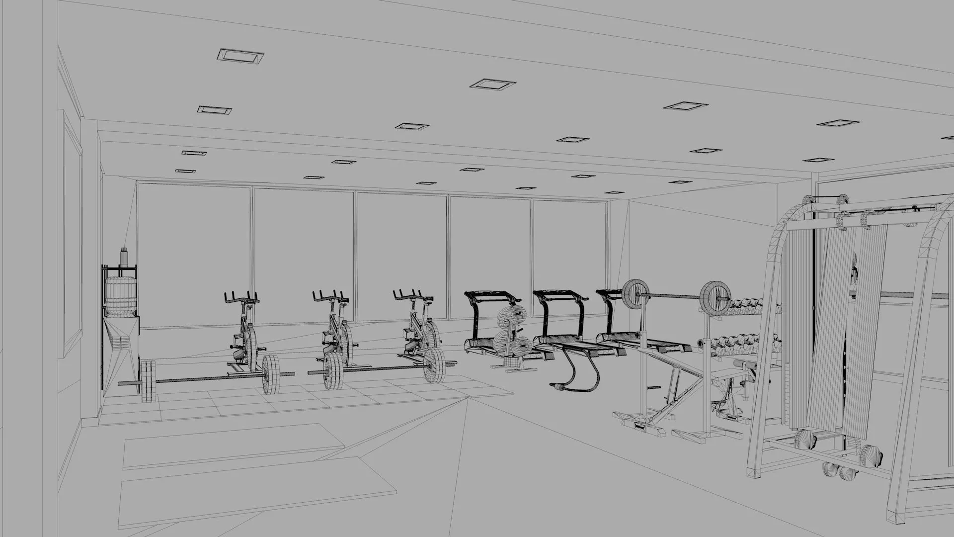 Gym Interior Low-poly 3D model_12