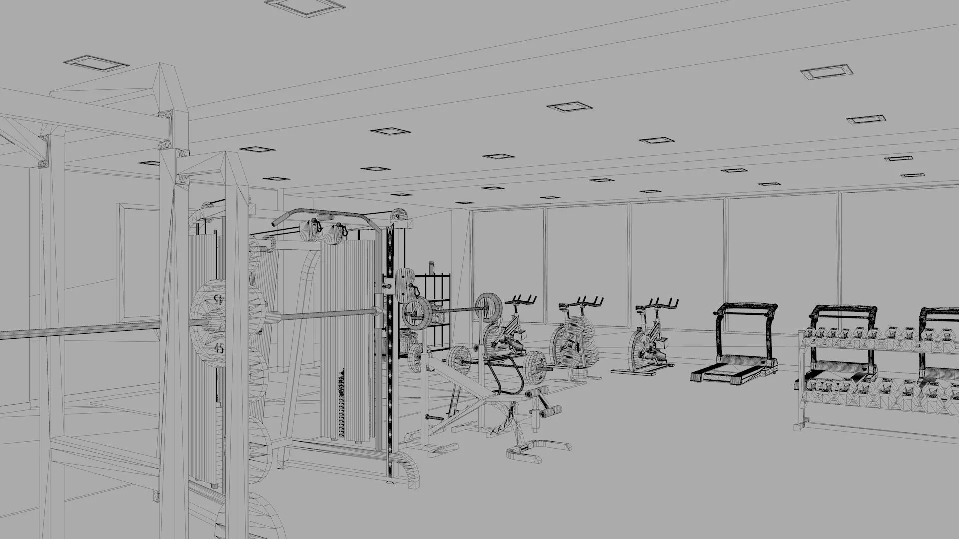 Gym Interior Low-poly 3D model_13
