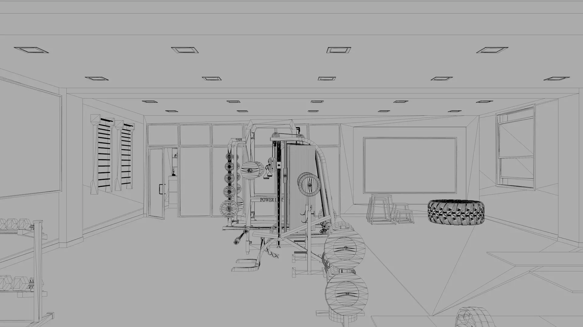 Gym Interior Low-poly 3D model_11