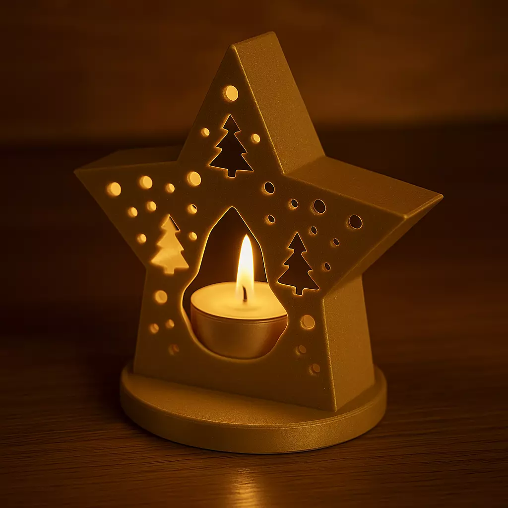 Star Christmas Candle Holder 3D print model_0