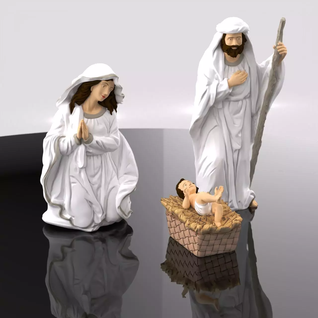 Christmas Manger Birth Pack Child cradle Baby Jesus Joseph Mary 3D print model_1