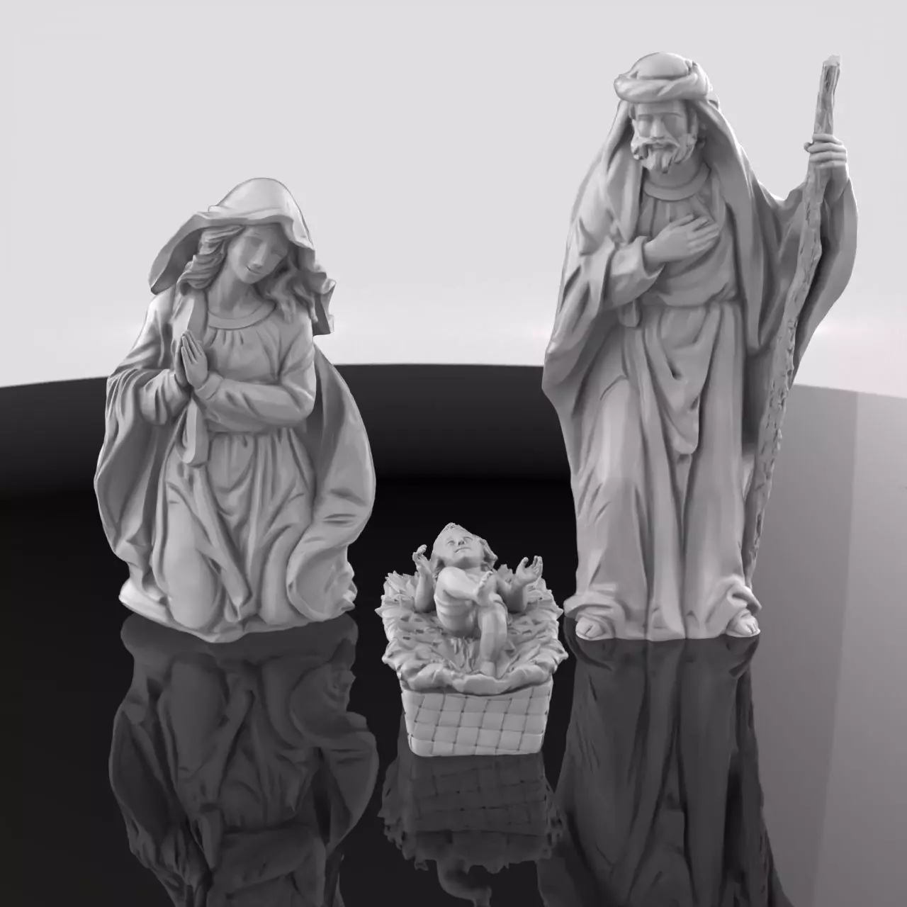 Christmas Manger Birth Pack Child cradle Baby Jesus Joseph Mary 3D print model_6