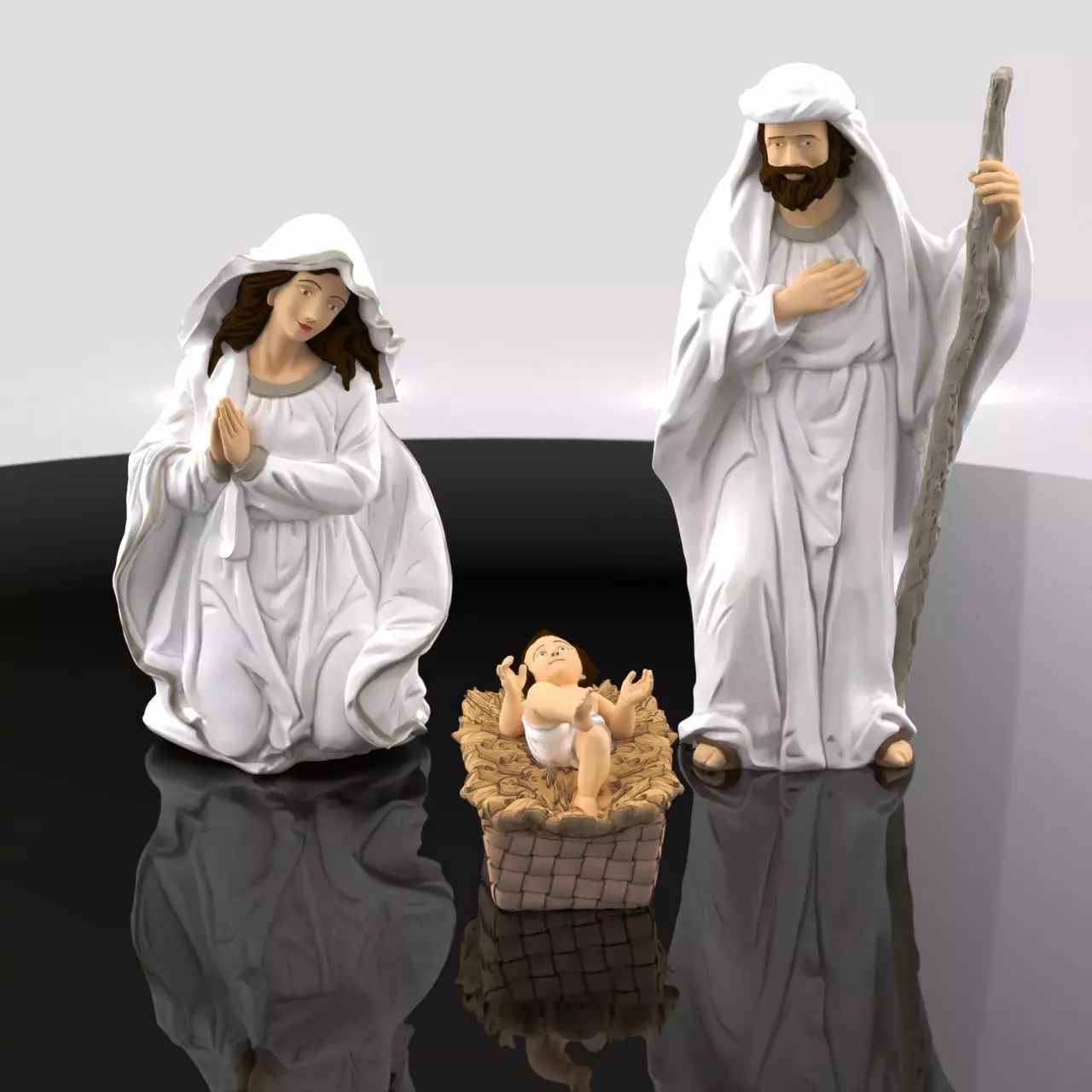 Christmas Manger Birth Pack Child cradle Baby Jesus Joseph Mary 3D print model_0