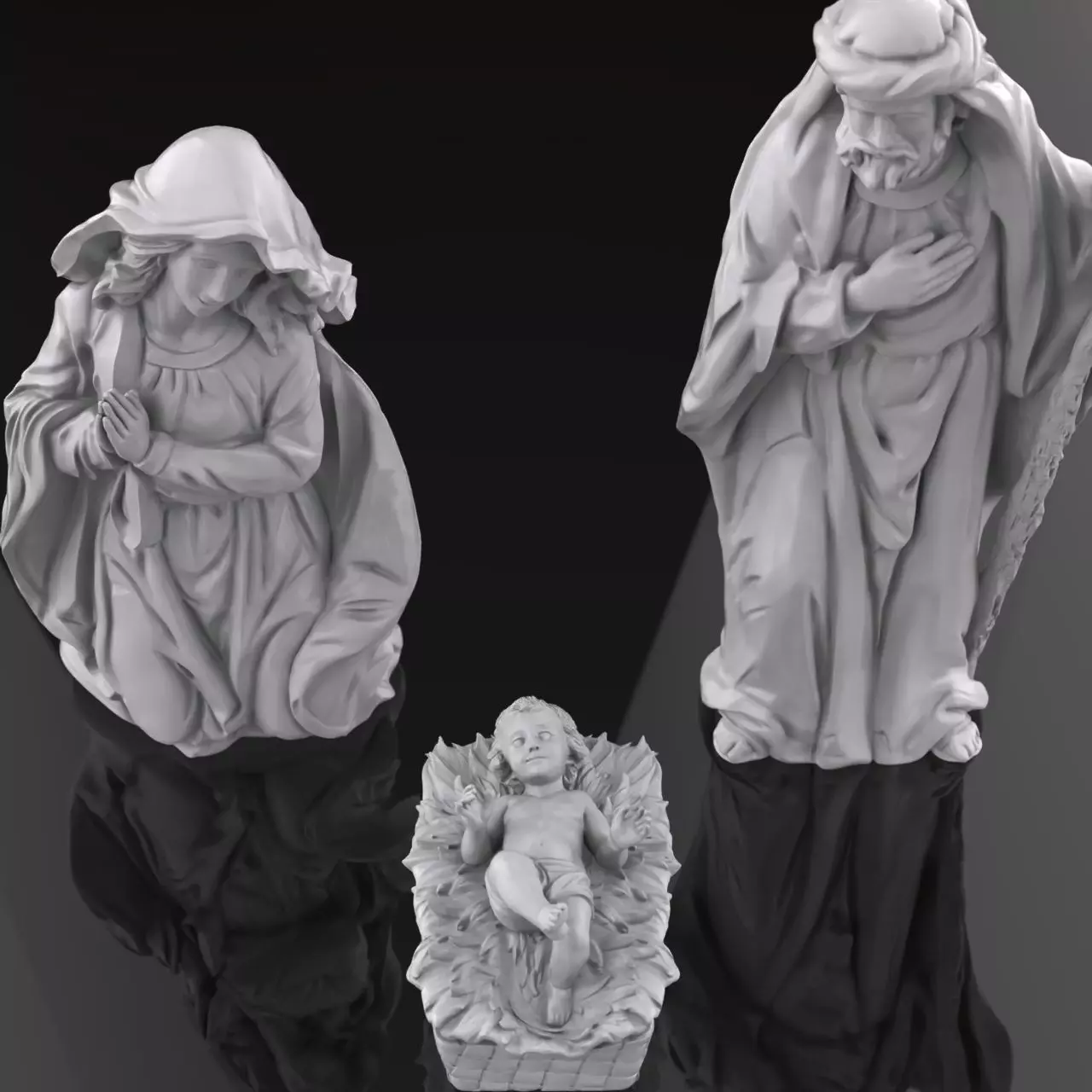 Christmas Manger Birth Pack Child cradle Baby Jesus Joseph Mary 3D print model_7
