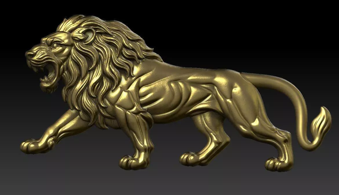 Lion 3D Bas-Relief Sculpture Mode Free 3D print model_1