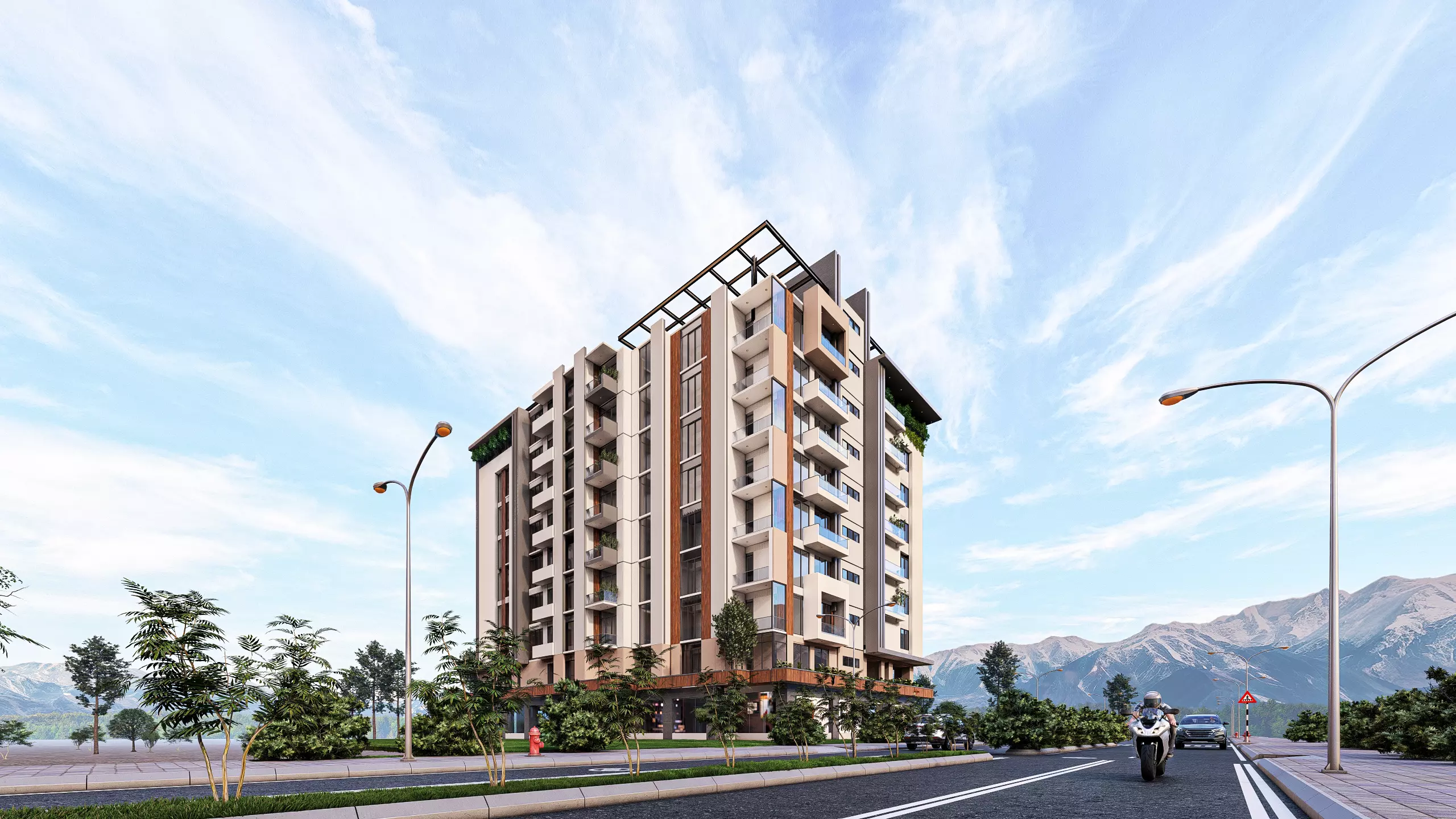 Modern Apartment Exterior 3D model_10