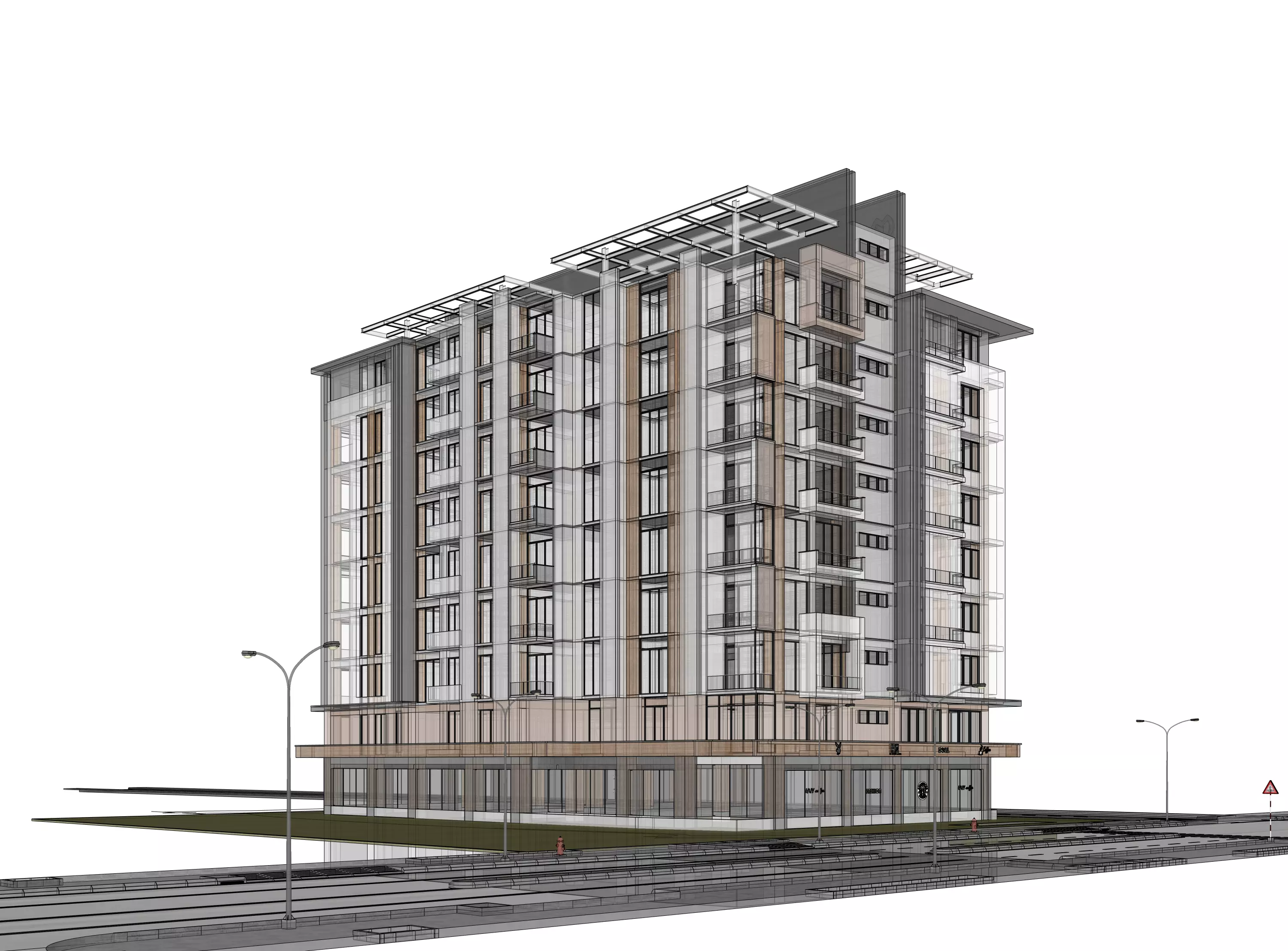 Modern Apartment Exterior 3D model_17