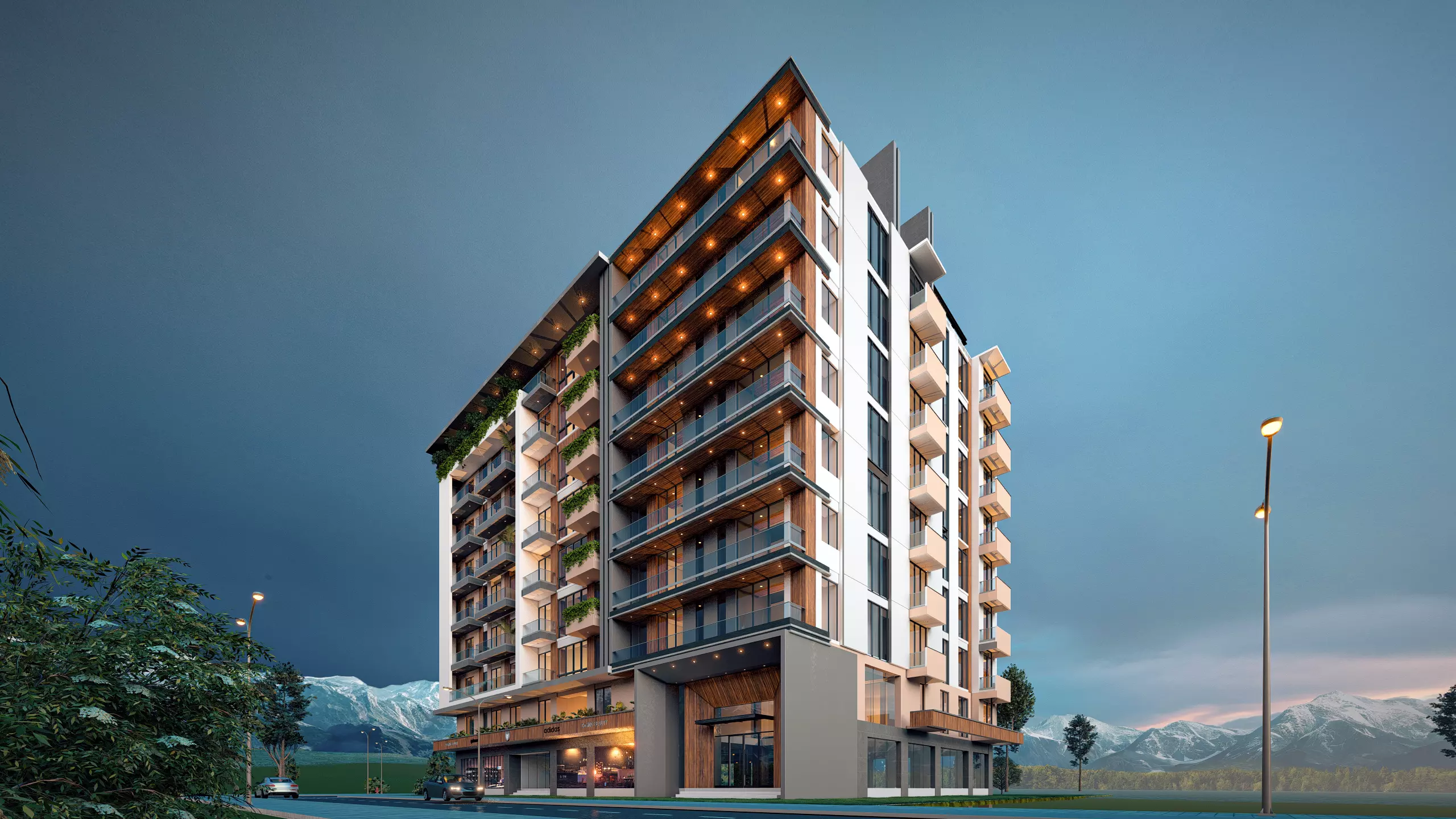 Modern Apartment Exterior 3D model_1