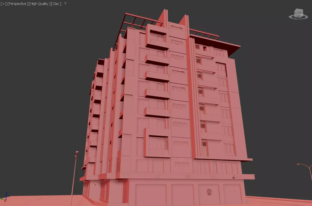 Modern Apartment Exterior 3D model_13