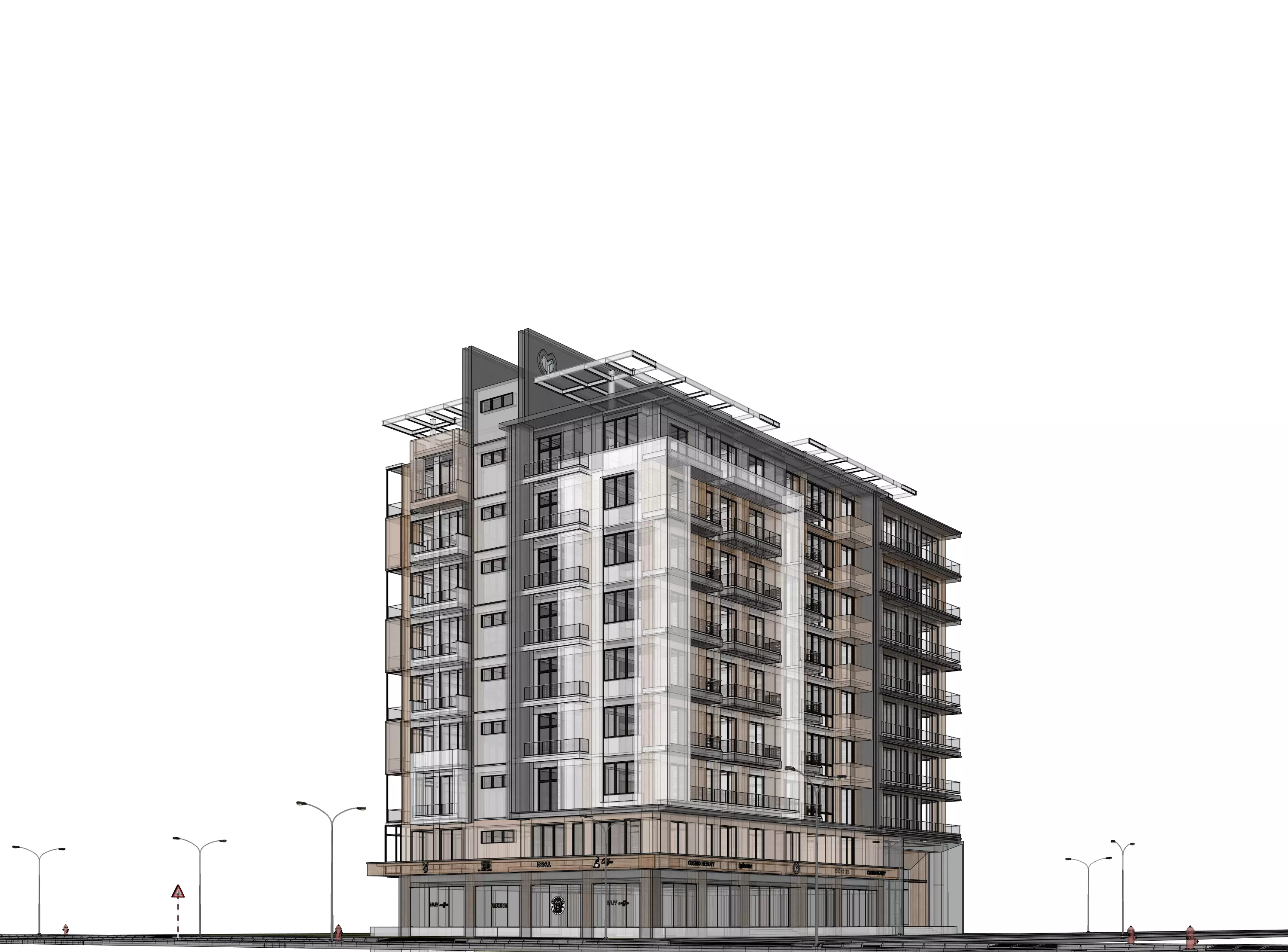 Modern Apartment Exterior 3D model_15