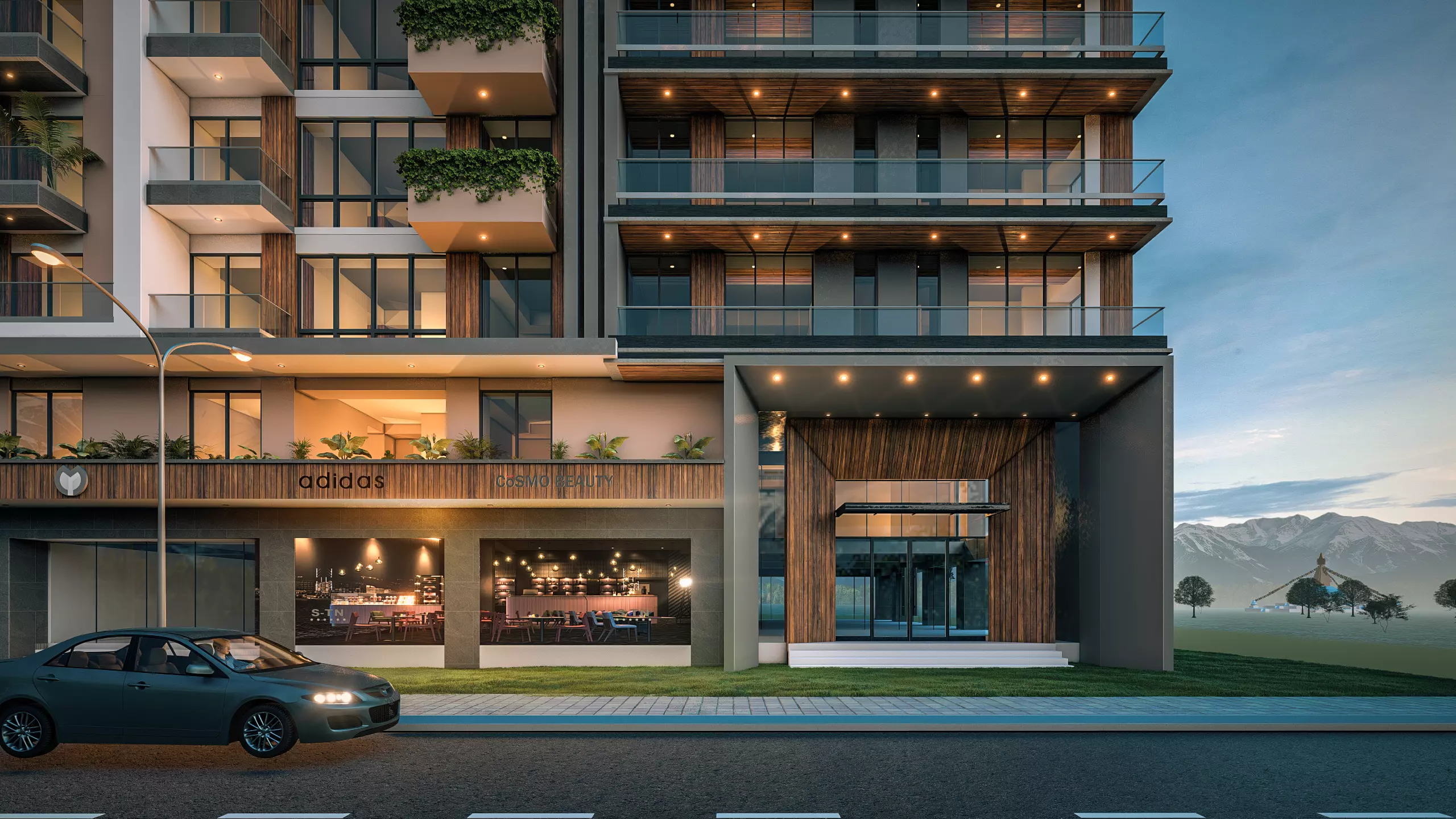 Modern Apartment Exterior 3D model_5