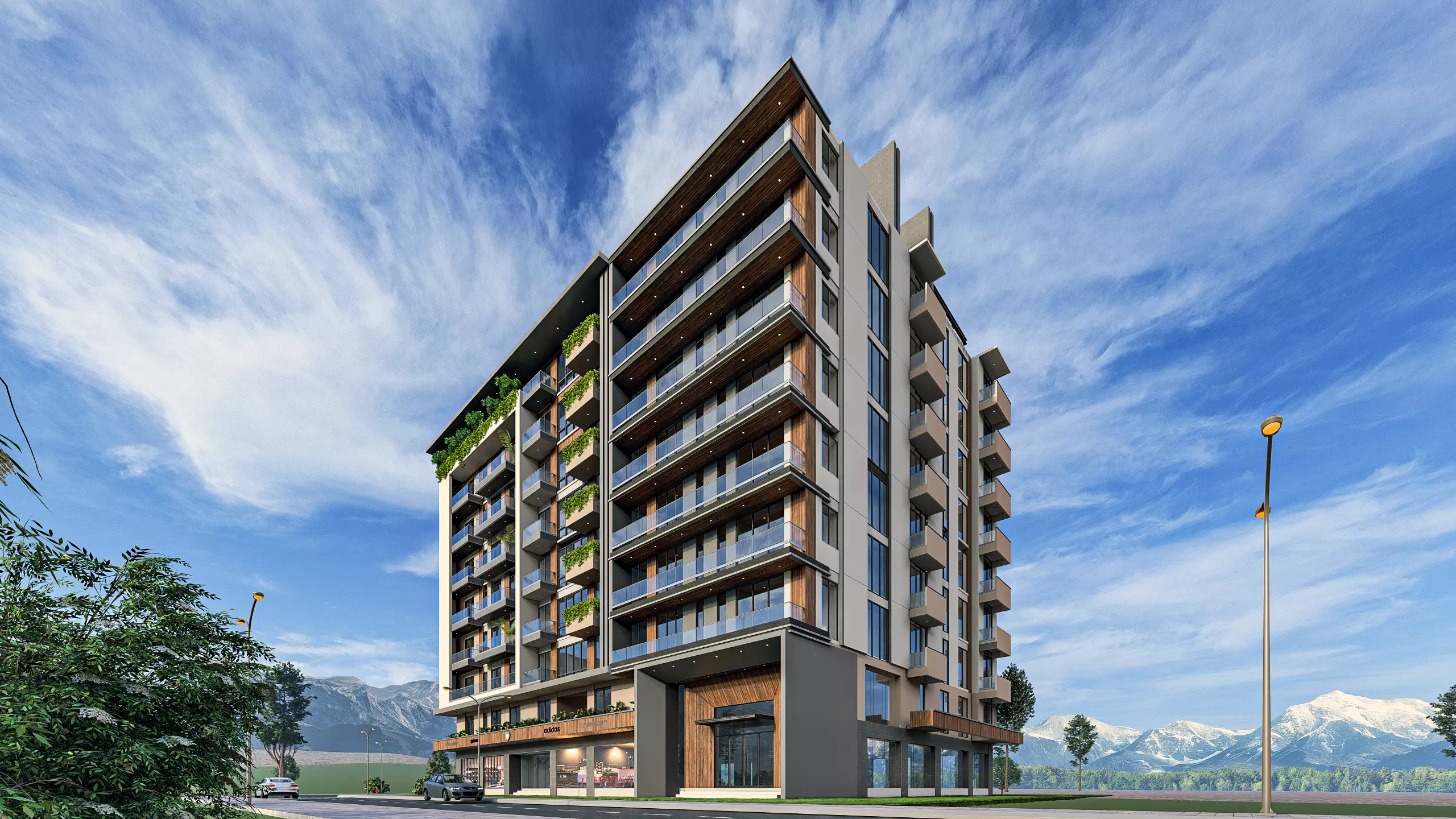 Modern Apartment Exterior 3D model_11