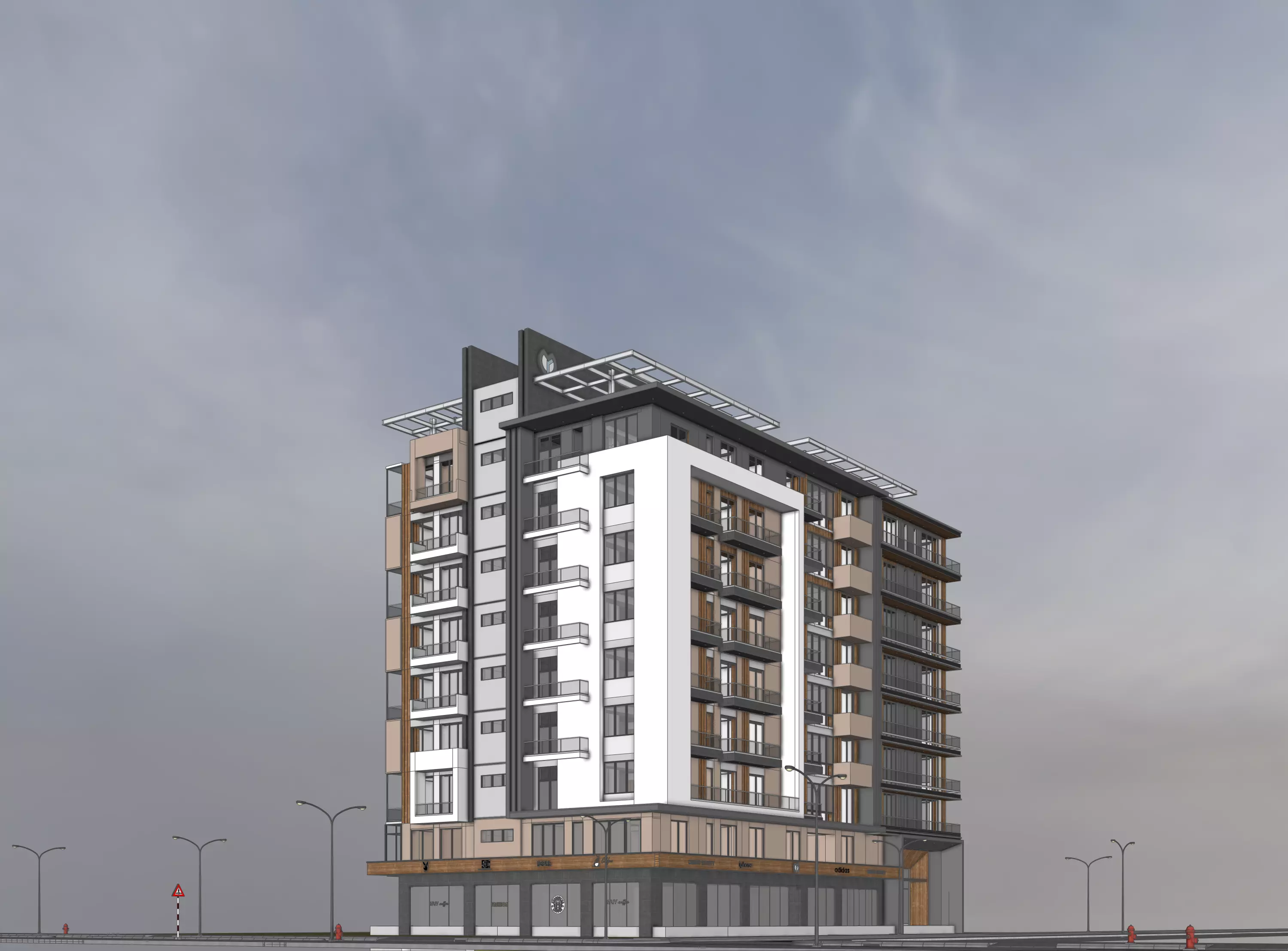 Modern Apartment Exterior 3D model_22