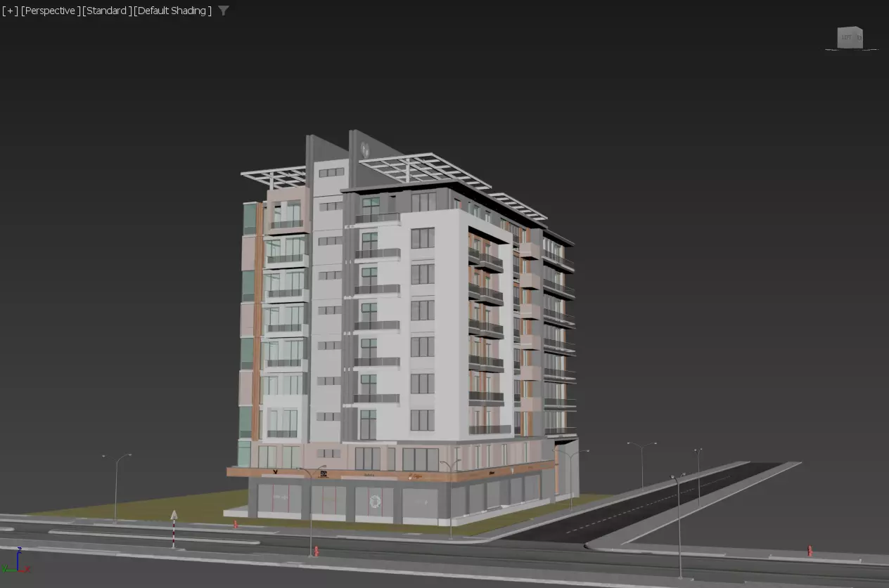 Modern Apartment Exterior 3D model_12